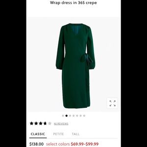 J. Crew wrap dress in Deep Alpine 365 crepe